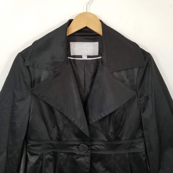 Jessica Simpson Black Cotton Blend Women's Pleated Jacket L - Picture 3 of 9